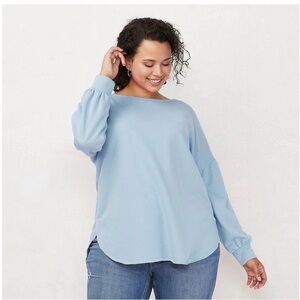 LC Lauren Conrad Puff Sleeve Sky Blue Knit Tunic